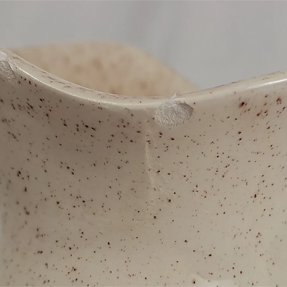 Vintage Speckled Ceramic Pitcher Farm Scene Relief Cream Rustic Country Decor